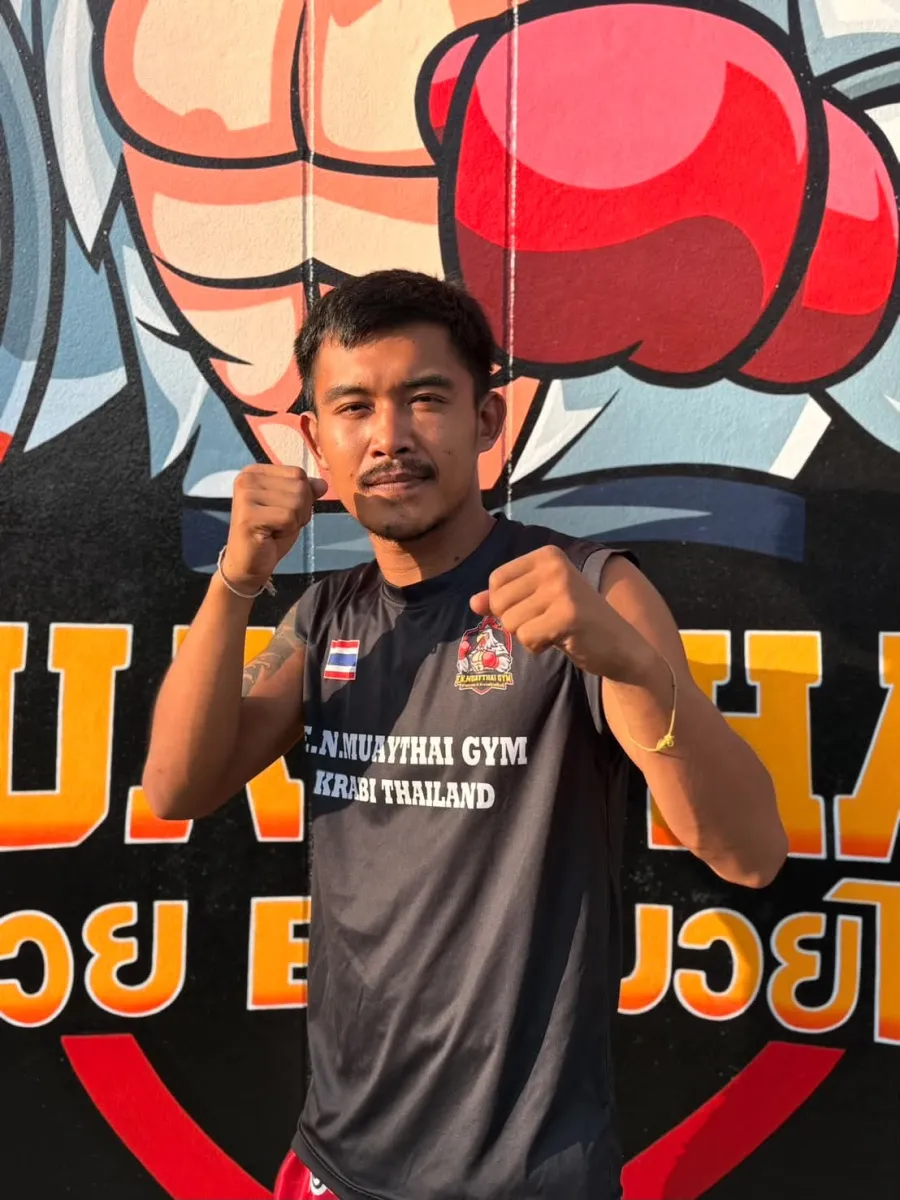 Nat, owner and head coach of E.N. Muaythai Gym, at the gym in Ao Nang